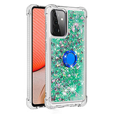 Silicone Candy Rubber TPU Bling-Bling Soft Case Cover with Finger Ring Stand S01 for Samsung Galaxy A72 5G Green