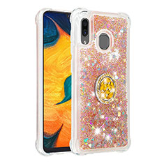 Silicone Candy Rubber TPU Bling-Bling Soft Case Cover with Finger Ring Stand S01 for Samsung Galaxy M10S Gold