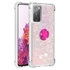 Silicone Candy Rubber TPU Bling-Bling Soft Case Cover with Finger Ring Stand S01 for Samsung Galaxy S20 FE 5G Pink