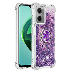 Silicone Candy Rubber TPU Bling-Bling Soft Case Cover with Finger Ring Stand S01 for Xiaomi Redmi Note 11E 5G Purple