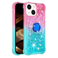 Silicone Candy Rubber TPU Bling-Bling Soft Case Cover with Finger Ring Stand S02 for Apple iPhone 13 Pink