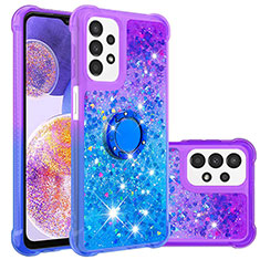 Silicone Candy Rubber TPU Bling-Bling Soft Case Cover with Finger Ring Stand S02 for Samsung Galaxy A23 4G Purple
