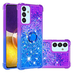 Silicone Candy Rubber TPU Bling-Bling Soft Case Cover with Finger Ring Stand S02 for Samsung Galaxy A24 4G Purple