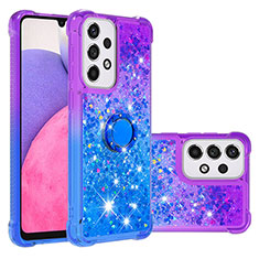 Silicone Candy Rubber TPU Bling-Bling Soft Case Cover with Finger Ring Stand S02 for Samsung Galaxy A33 5G Purple