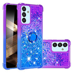 Silicone Candy Rubber TPU Bling-Bling Soft Case Cover with Finger Ring Stand S02 for Samsung Galaxy A55 5G Purple