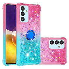 Silicone Candy Rubber TPU Bling-Bling Soft Case Cover with Finger Ring Stand S02 for Samsung Galaxy A82 5G Pink