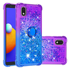 Silicone Candy Rubber TPU Bling-Bling Soft Case Cover with Finger Ring Stand S02 for Samsung Galaxy M01 Core Purple