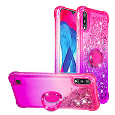 Silicone Candy Rubber TPU Bling-Bling Soft Case Cover with Finger Ring Stand S02 for Samsung Galaxy M10 Hot Pink