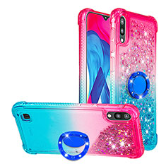 Silicone Candy Rubber TPU Bling-Bling Soft Case Cover with Finger Ring Stand S02 for Samsung Galaxy M10 Pink