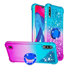 Silicone Candy Rubber TPU Bling-Bling Soft Case Cover with Finger Ring Stand S02 for Samsung Galaxy M10 Sky Blue