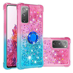 Silicone Candy Rubber TPU Bling-Bling Soft Case Cover with Finger Ring Stand S02 for Samsung Galaxy S20 FE (2022) 5G Pink