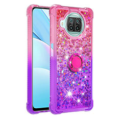 Silicone Candy Rubber TPU Bling-Bling Soft Case Cover with Finger Ring Stand S02 for Xiaomi Mi 10i 5G Hot Pink