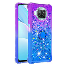 Silicone Candy Rubber TPU Bling-Bling Soft Case Cover with Finger Ring Stand S02 for Xiaomi Mi 10i 5G Purple