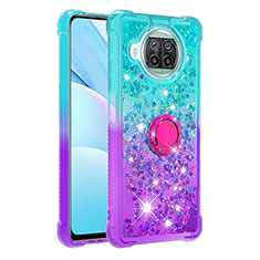 Silicone Candy Rubber TPU Bling-Bling Soft Case Cover with Finger Ring Stand S02 for Xiaomi Mi 10i 5G Sky Blue