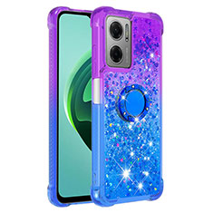 Silicone Candy Rubber TPU Bling-Bling Soft Case Cover with Finger Ring Stand S02 for Xiaomi Redmi 10 Prime Plus 5G Purple