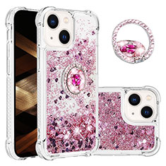 Silicone Candy Rubber TPU Bling-Bling Soft Case Cover with Finger Ring Stand S03 for Apple iPhone 13 Clove Purple