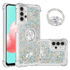 Silicone Candy Rubber TPU Bling-Bling Soft Case Cover with Finger Ring Stand S03 for Samsung Galaxy M32 5G Mixed