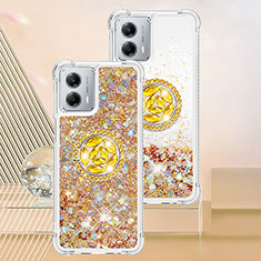Silicone Candy Rubber TPU Bling-Bling Soft Case Cover with Finger Ring Stand YB1 for Motorola Moto G 5G (2023) Gold