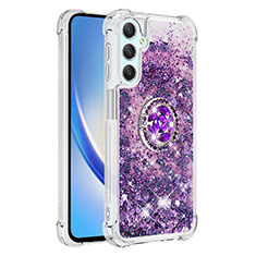 Silicone Candy Rubber TPU Bling-Bling Soft Case Cover with Finger Ring Stand YB1 for Samsung Galaxy A25 5G Purple