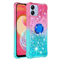 Silicone Candy Rubber TPU Bling-Bling Soft Case Cover with Finger Ring Stand YB2 for Samsung Galaxy A04 4G Pink