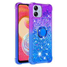 Silicone Candy Rubber TPU Bling-Bling Soft Case Cover with Finger Ring Stand YB2 for Samsung Galaxy F04 Purple