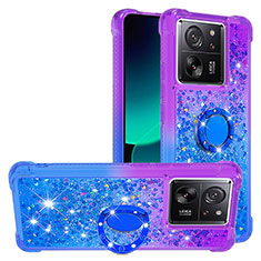 Silicone Candy Rubber TPU Bling-Bling Soft Case Cover with Finger Ring Stand YB2 for Xiaomi Mi 13T Pro 5G Purple