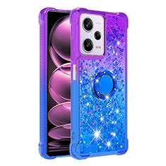 Silicone Candy Rubber TPU Bling-Bling Soft Case Cover with Finger Ring Stand YB2 for Xiaomi Redmi Note 12 Pro 5G Purple