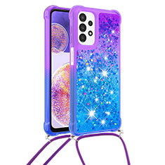 Silicone Candy Rubber TPU Bling-Bling Soft Case Cover with Lanyard Strap S01 for Samsung Galaxy A23 5G Purple