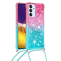 Silicone Candy Rubber TPU Bling-Bling Soft Case Cover with Lanyard Strap S01 for Samsung Galaxy Quantum2 5G Pink