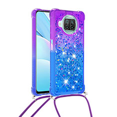 Silicone Candy Rubber TPU Bling-Bling Soft Case Cover with Lanyard Strap S01 for Xiaomi Mi 10i 5G Purple