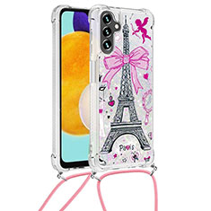 Silicone Candy Rubber TPU Bling-Bling Soft Case Cover with Lanyard Strap S02 for Samsung Galaxy A04s Mixed