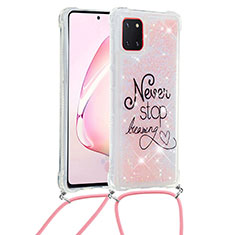 Silicone Candy Rubber TPU Bling-Bling Soft Case Cover with Lanyard Strap S02 for Samsung Galaxy A81 Mixed