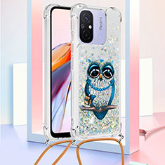 Silicone Candy Rubber TPU Bling-Bling Soft Case Cover with Lanyard Strap S02 for Xiaomi Poco C55 Mixed