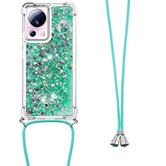Silicone Candy Rubber TPU Bling-Bling Soft Case Cover with Lanyard Strap S03 for Xiaomi Mi 12 Lite NE 5G Green