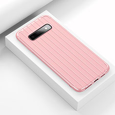 Silicone Candy Rubber TPU Line Soft Case Cover C01 for Samsung Galaxy S10 Pink