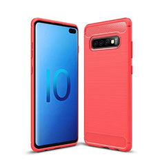 Silicone Candy Rubber TPU Line Soft Case Cover C01 for Samsung Galaxy S10 Plus Red
