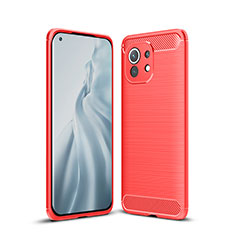 Silicone Candy Rubber TPU Line Soft Case Cover C01 for Xiaomi Mi 11 Lite 5G NE Red