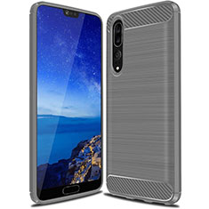 Silicone Candy Rubber TPU Line Soft Case Cover C03 for Huawei P20 Pro Gray