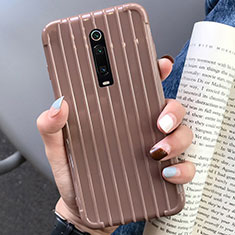 Silicone Candy Rubber TPU Line Soft Case Cover C03 for Xiaomi Mi 9T Brown