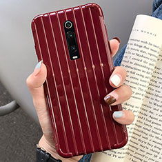 Silicone Candy Rubber TPU Line Soft Case Cover C03 for Xiaomi Mi 9T Red Wine
