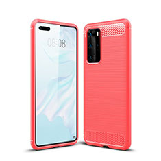 Silicone Candy Rubber TPU Line Soft Case Cover for Huawei P40 Pro Red