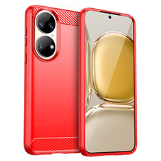 Silicone Candy Rubber TPU Line Soft Case Cover for Huawei P50 Pro Red