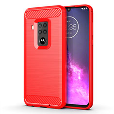 Silicone Candy Rubber TPU Line Soft Case Cover for Motorola Moto One Zoom Red
