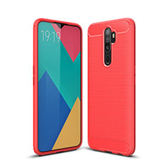 Silicone Candy Rubber TPU Line Soft Case Cover for Oppo A5 (2020) Red