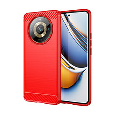 Silicone Candy Rubber TPU Line Soft Case Cover for Realme 11 Pro 5G Red