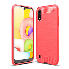 Silicone Candy Rubber TPU Line Soft Case Cover for Samsung Galaxy A01 SM-A015 Red