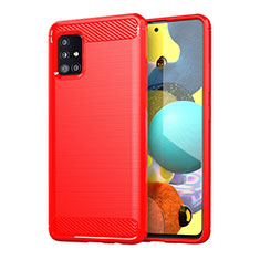 Silicone Candy Rubber TPU Line Soft Case Cover for Samsung Galaxy A51 4G Red