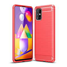 Silicone Candy Rubber TPU Line Soft Case Cover for Samsung Galaxy M31s Red