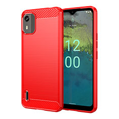 Silicone Candy Rubber TPU Line Soft Case Cover MF1 for Nokia C12 Red