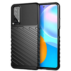 Silicone Candy Rubber TPU Line Soft Case Cover S01 for Huawei P Smart (2021) Black